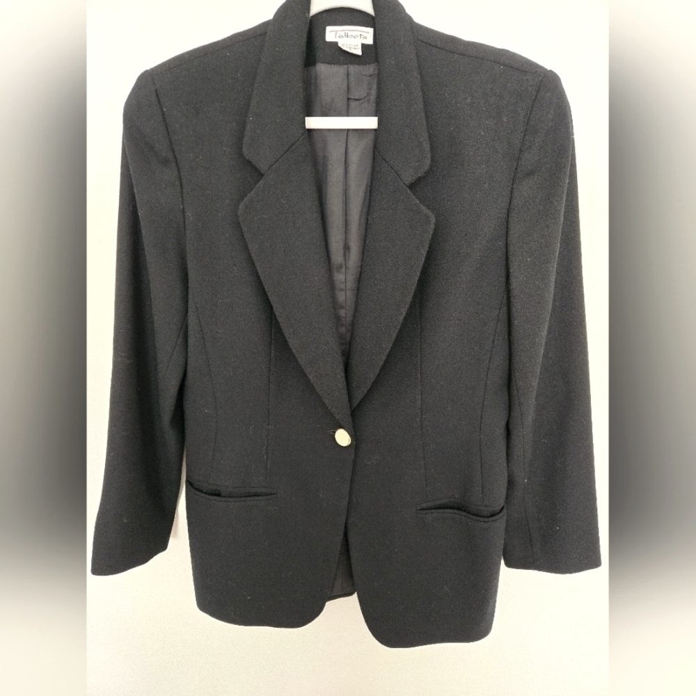 Talbots 100% Wool Black Blazer made in the USA Normcore Quiet Luxury Minimalist